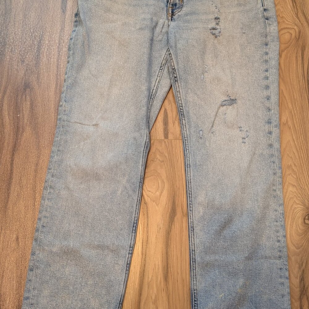 Goodfellow Men's Slim Straight Jeans Holes Light Blue W 38" L 32" Good Fellow